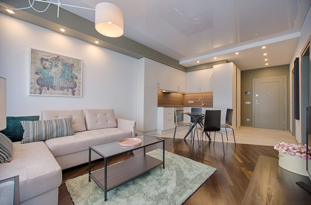 pexels-photo-1643383 Spacious modern living room featuring chic furniture, stylish decor, and a minimalist kitchen.